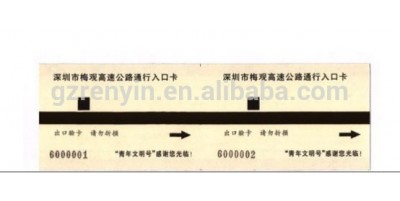 Highway magnetic ticket printing, magnetic stripe card, printed parking ticket